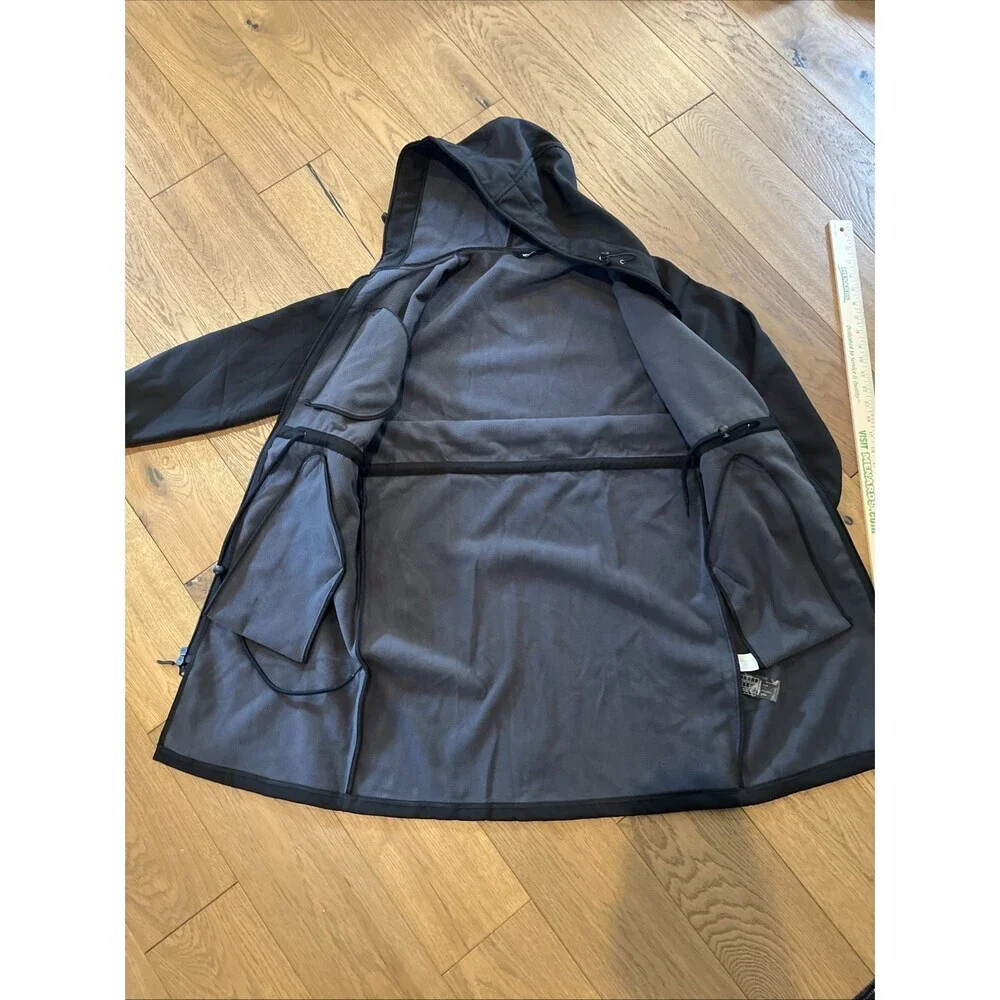 NEW Swim Parka Hooded Size XS Waterproof Fleece Lined Black Pool Surf Team Coat